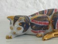 Kleine Katze Franklin Mint weiss-blau-rot mit Gold 7