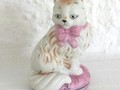 Kleine Katze Franklin Mint mit rosa Masche 8
