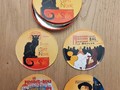 4 Untersetzer chat noir de Steinlen mit Dose