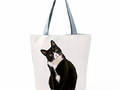 Schultertasche schwarz-weisse Katze