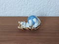 Kleine Katze vintage mit blauer Wolle 33