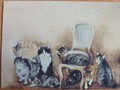 Kunst Postkarte Katzen Dédé Moser Pourquoi vous ne me laissez pas tranquille?