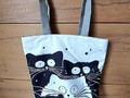 Schultertasche schwarze und weisse Katzen