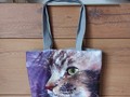 Schultertasche Katze mit grünen Augen