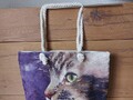 Grosse Schultertasche Katze mit grünen Augen