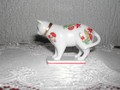 Kleine Katze Franklin Mint mit roten Blumen 1