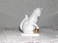 Franklin Mint weisse Katze mit goldenem Ball 5