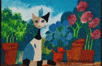 Rosina Wachtmeister Fussmatte Türvorleger Katze "Secret garden" waschbar