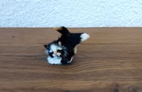 Kleine schwarz-weisse Katze aus Fell