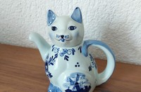 Teekrug Katze delftsblau
