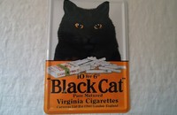 Postkarte aus Blech Katze Black Cat