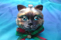 Weihnachtskugel Katzenkopf aus Glas A