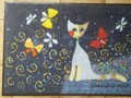 Rosina Wachtmeister Fussmatte Türvorleger Katze "Danza delle farfalle" waschbar