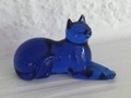 Franklin Mint kleine liegende, blaue Katze 11