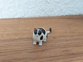 Miniatur dicke weiss-schwarze Katze sitzend