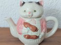 Vintage Teekrug Katze humanisiert mit Würsten