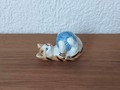 Kleine Katze vintage mit blauer Wolle 33