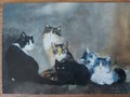 Kunst Postkarte Katzen Dédé Moser Il gruppo