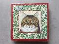 Kleine Servietten Weihnacht 4 Katzen-Porträt beige 