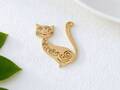 Katzenbrosche goldfarbig im Boho Stil