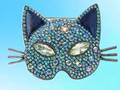 Brosche türkis-blauer Katzenkopf strass
