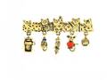 Brosche 5 Katzen mit Accessoires gelbgold
