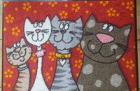 Katzen Fussmatte Türvorleger "Katzenfamilie" waschbar