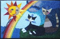Rosina Wachtmeister Fussmatte Türvorleger Katzen "Acrobaleno" waschbar
