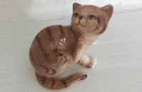 Kleine sitzende Katze vintage die sich kratzt 9
