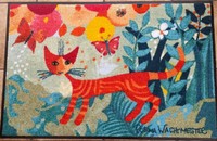 Rosina Wachtmeister Fussmatte Türvorleger Katze "Un giro in giro" waschbar