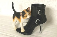 Katze mit schwarzer Stiefelette