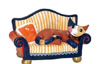 Rosina Wachtmeister Musikspieldose 2007 Katze Cacao auf Sofa 