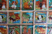 Stoff mit Hunde Welpen