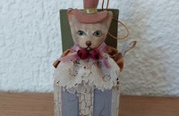 Katze in Box als Herr gekleidet