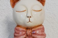 Spardose Katze mit rosa Schleife