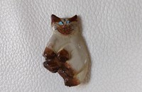 Brosche grosse beige Katze
