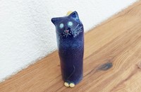 Spardose blaue getöpferte Katze