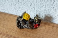 Kleine Katze bronze Franklin Mint mit gelbem Knäuel 17