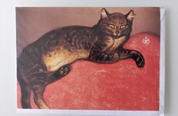 klappkarte Katze auf Kissen von A. Steinlen 