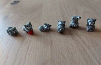 6 kleine graue Katzen miniatur