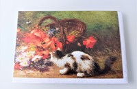 Klappkarte Katze mit Blumenkorb