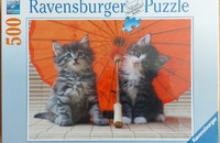 Ravensburger Puzzle 500 Katze - Kätzchen unterm Schirm