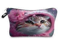 Kosmetiktäschchen Katze mit rosa Kappe