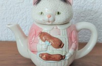 Vintage Teekrug Katze mit Würsten