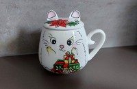 Tasse Weihnachts-Katze mit Deckel