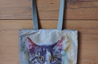 Schultertasche Katze Aquarell