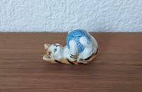 Kleine Katze vintage mit blauer Wolle 33