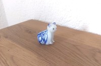 Kleine Katze aus Glas weiss-blau