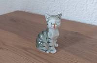Vintage kleine Katze tabby grau 39