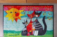 Rosina Wachtmeister Fussmatte Türvorleger Katzen Momenti di felicita waschbar